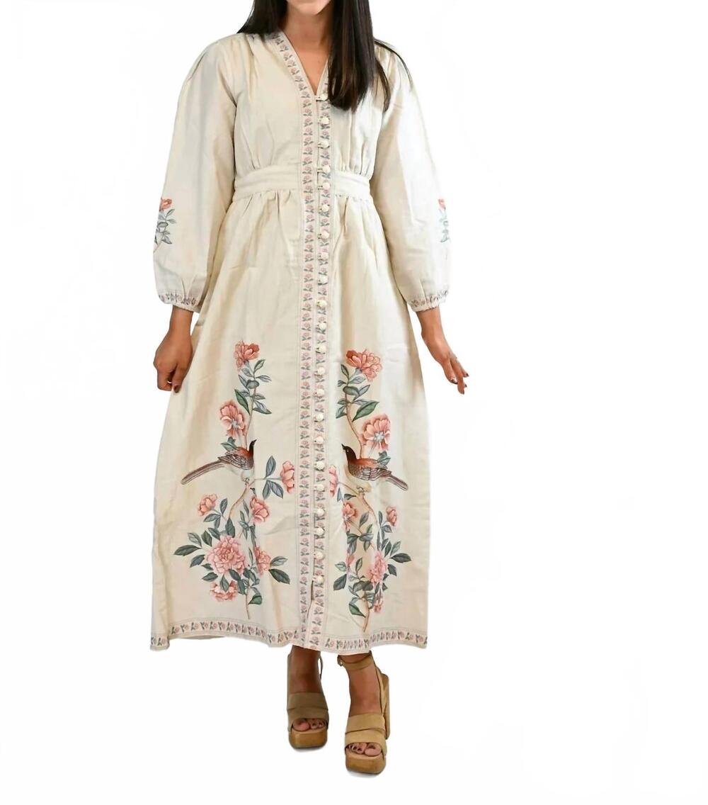 NEW VICTORIA DUNN solene midi dress in gardenia
